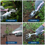 Load image into Gallery viewer, Pink Garden Tool Sets 12 Pieces, iHansee Aluminum Gardening Hand Tools with Non-Slip Handle, Kneeling Pad, Apron, Gloves and Organizer Bag, Landscaping Tools - Gift for Women & Garden Enthusiasts