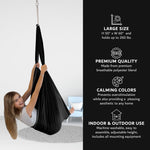 Load image into Gallery viewer, Bradoro Double Layer Reversible Sensory Swing | Outdoor and Indoor Swing for Kids and Adults Up to 260 lbs | Autism Cocoon Swing | Kids Sensory Swing (Black)
