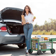 FLINTER Rolling Garden Work Seat with Wheels, Upgraded Heavy Duty Gardenning Cart with Seat - Garden Rolling Stools with Wheels for Seniors, Lawn, Patio & Backyard Gardening, Green