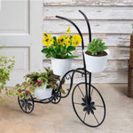 Load image into Gallery viewer, LEWIS&amp;WAYNE Metal Tricycle Planter, 3 Tier Floral Flower Plant Stand Holder Hand Painted Outdoor Garden Patio Decor
