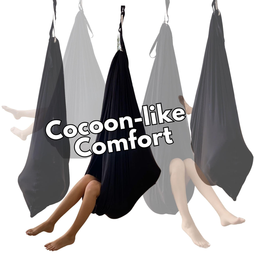 Bradoro Double Layer Reversible Sensory Swing | Outdoor and Indoor Swing for Kids and Adults Up to 260 lbs | Autism Cocoon Swing | Kids Sensory Swing (Black)