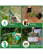 Load image into Gallery viewer, 9-Piece Premium Gardening Tool Set for Women - Heavy Duty Stainless Steel Rust-Proof Tools with Fashion Storage Tote | Perfect Gardening Gifts for Mom, Mother&#39;s Day, Birthday &amp; Outdoor (Green)
