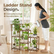 Bamworld Plant Stand Indoor Plant Shelf Outdoor Wood Plant Rack for Multiple Plants 3 Tiers Ladder Plant Holder for Living Room Patio Boho Home Decor for Gardening