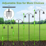 Load image into Gallery viewer, 85 Inch Shepherds Hooks for Outdoor,Heavy Duty Shepherds Hooks for Outdoor with 5 Prong Base, Adjustable Stand Hanger for Garden Plant, Hummingbird Feeder, Lantern, Hanging Wedding Decor (2 Pack)
