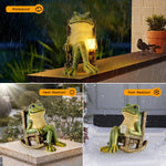Load image into Gallery viewer, FOXMIS Miniature Frog Garden Statue Gifts Fall Halloween Decorations Fairy Garden Accessories Outdoor Lights Solar Garden Frog Decor Art Housewarming Gift for Patio,Yard,Lawn Ornament,3.89&quot;x2.36&quot;x3.93
