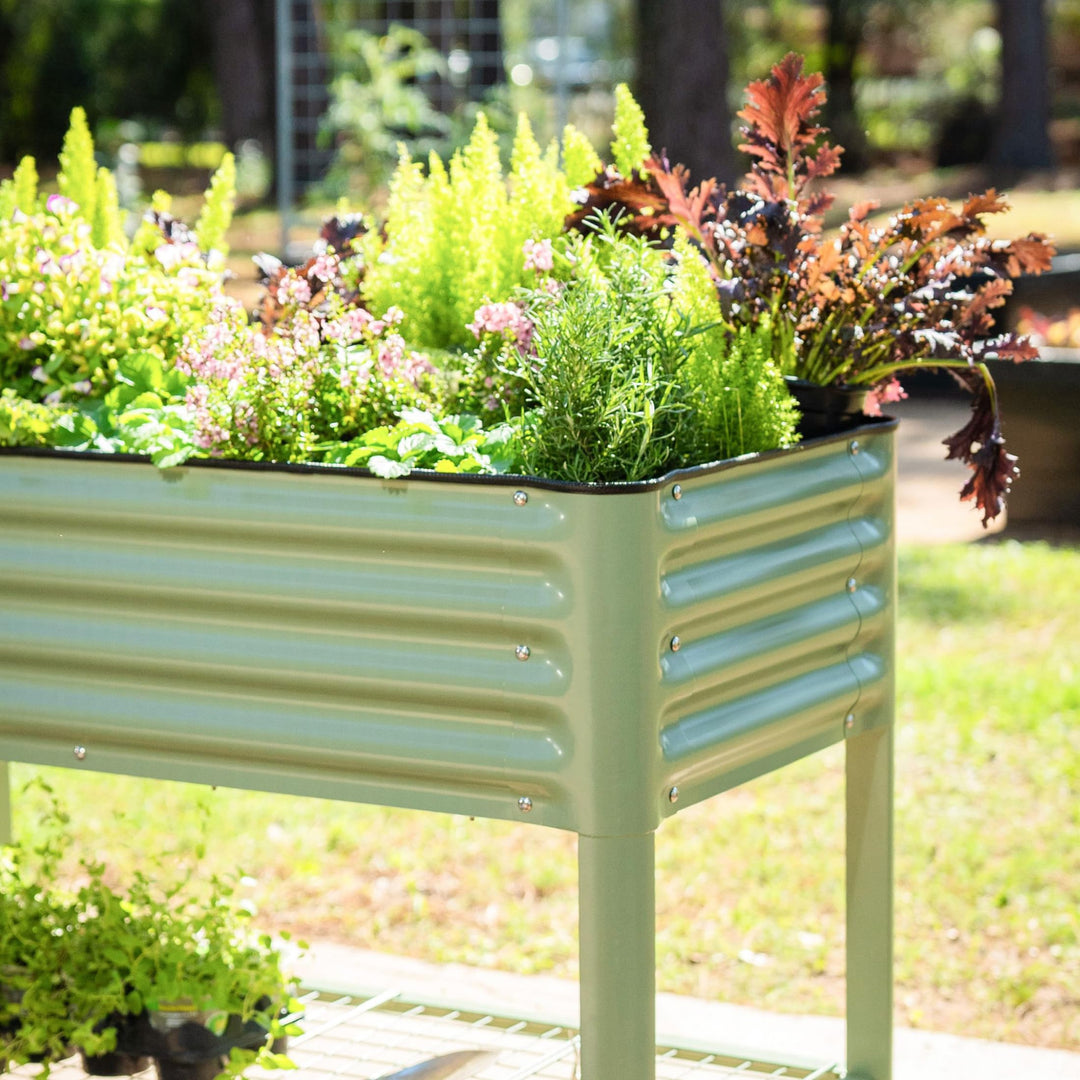 Rolling Elevated Raised Garden Bed-V Series, 2' x 4' Garden Beds with Legs & Storage Rack for Patio & Porch, 700 Lbs Weight Capacity, Outdoor Planter Box for Vegetables Flower Herbs, Olive Green