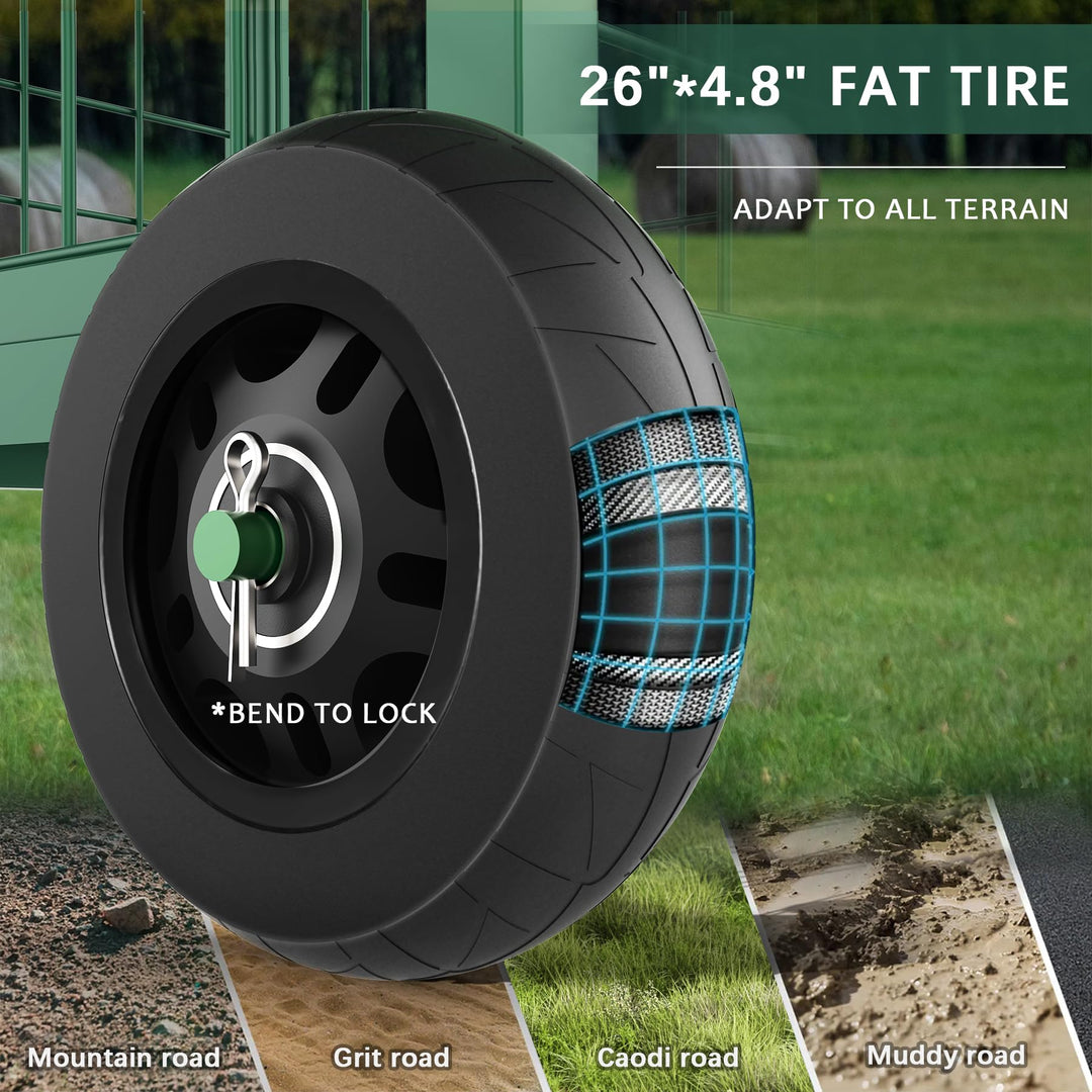 FLINTER Rolling Garden Work Seat with Wheels, Upgraded Heavy Duty Gardenning Cart with Seat - Garden Rolling Stools with Wheels for Seniors, Lawn, Patio & Backyard Gardening, Green