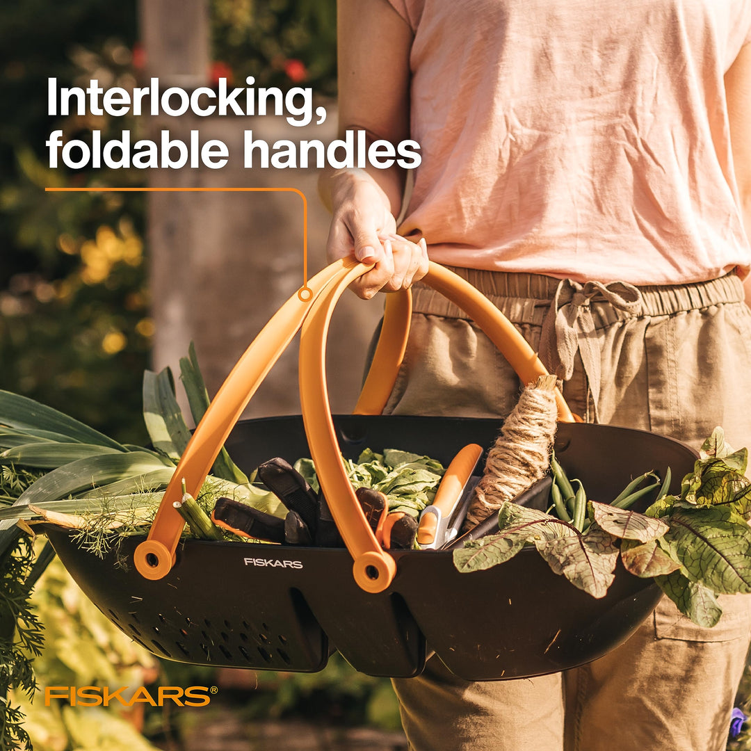 Fiskars Garden Harvest Basket - Container for Gardening and Harvesting with Tool Caddy - Harvesting Basket Doubles as a Colander for Vegetables and Fruits - Garden Accessories