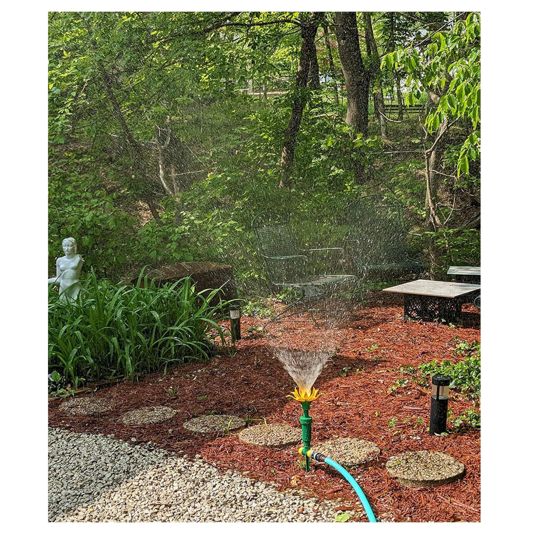 Tulip Sprinkler Head, Flower sprinklers for Yard,sprayers in Lawn and Garden，Decorative Sprinkler, Patio, Kids (16 inch Height, Yellow+Green)